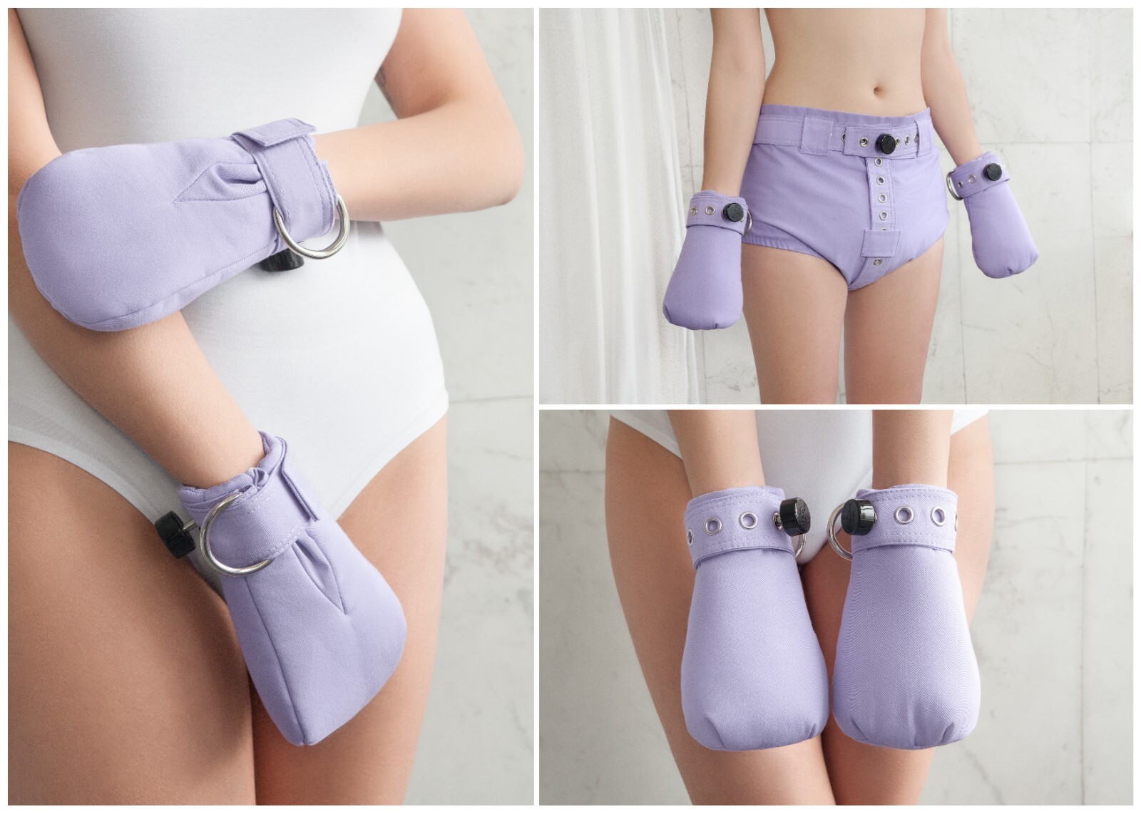 Purple Safety Mittens – Restraining soft padded mittens with Segufix Locks