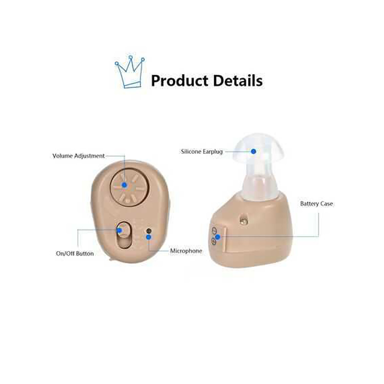 FCS KF-60 Instant fit ITC Listening Assistance Device Moderate loss User (2 Pc)