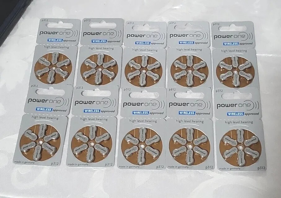 PowerOne Hearing Aid Batteries No Mercury Size 312, PR41 (60 Batteries)
