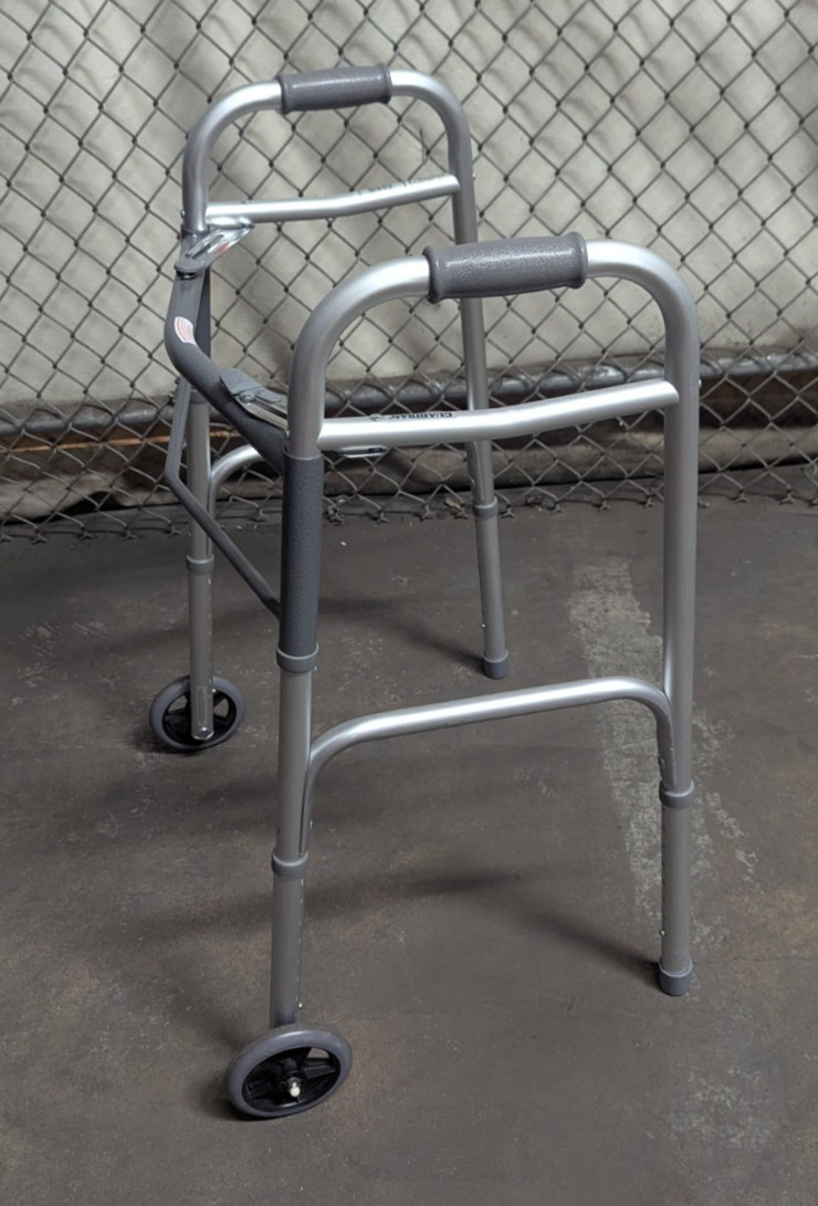 Guardian Two-Button Folding Walker with 5″ Wheels – Pre-Owned