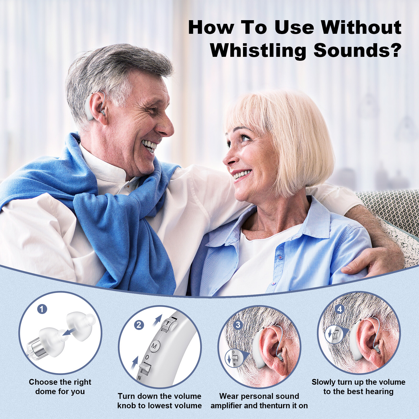 A Pair BTE Digital Rechargeable Hearing Aid Invisible Adjustable Sound Amplifier