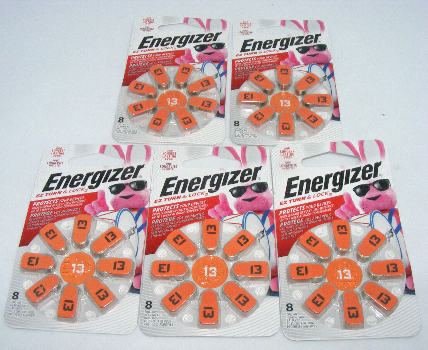 5 Packs – Energizer AZ13DP-8 EZ Turn & Lock # 13 Hearing Aid Batteries 8/24
