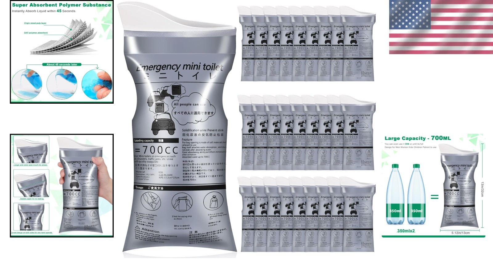 Emergency-Ready 700ml Pee Bags – Compact Urinal Solution for Travel/Traffic