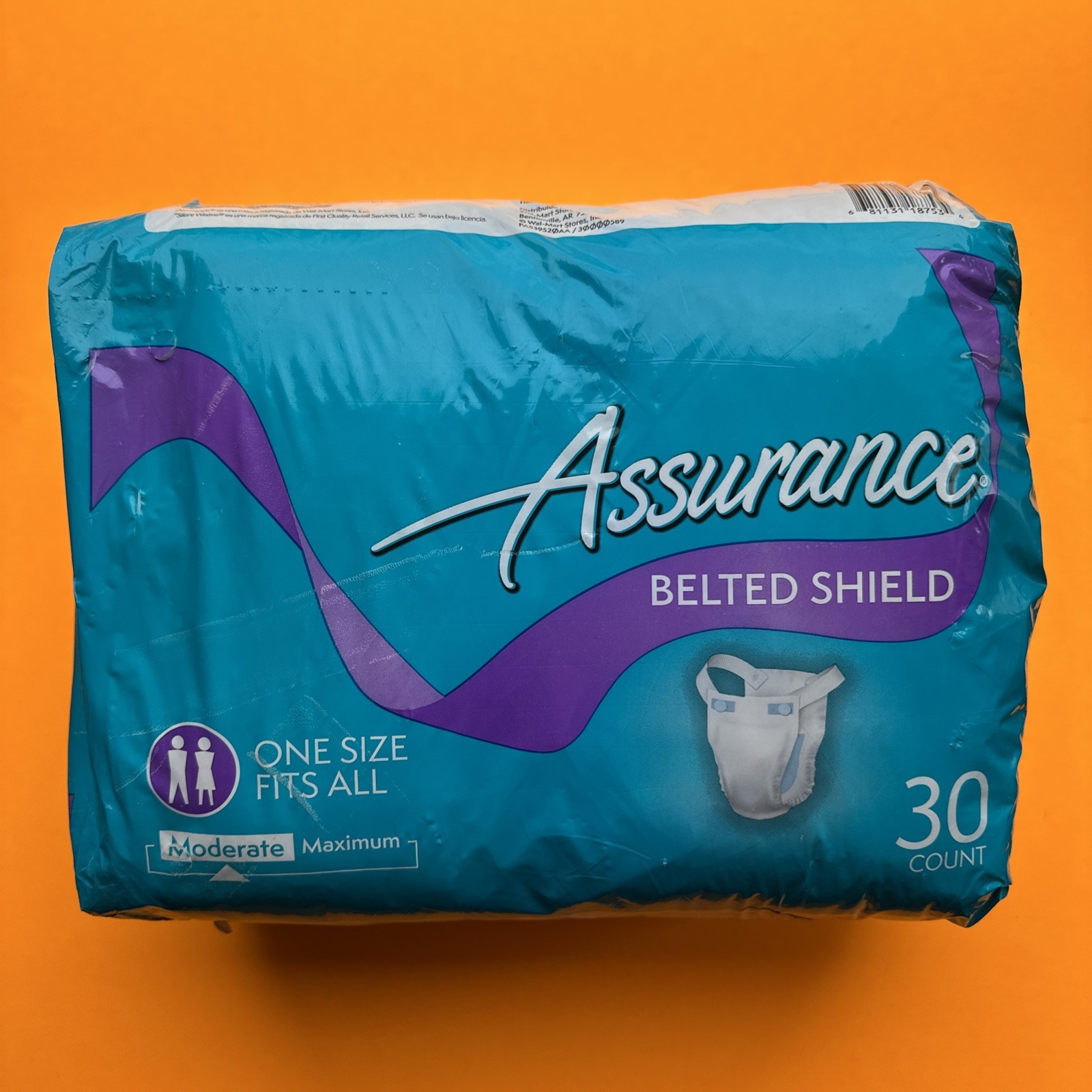 Assurance Unisex Incontinence Belted Shield, Moderate Absorbency (30 Count)