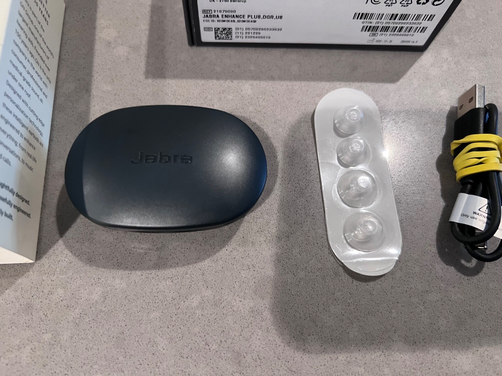 Defective Jabra Enhance Plus Self-Fitting OTC Rechargeable Hearing Aids Gray