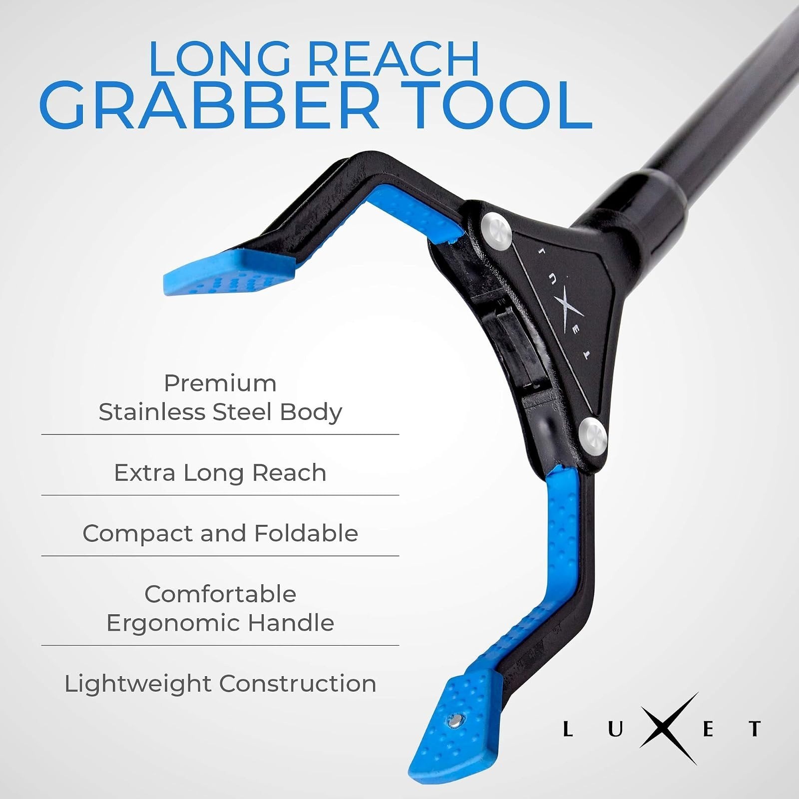 Luxet 19 Inch Steel Grabber Reacher Tool – Magnetic Tip, Heavy Duty