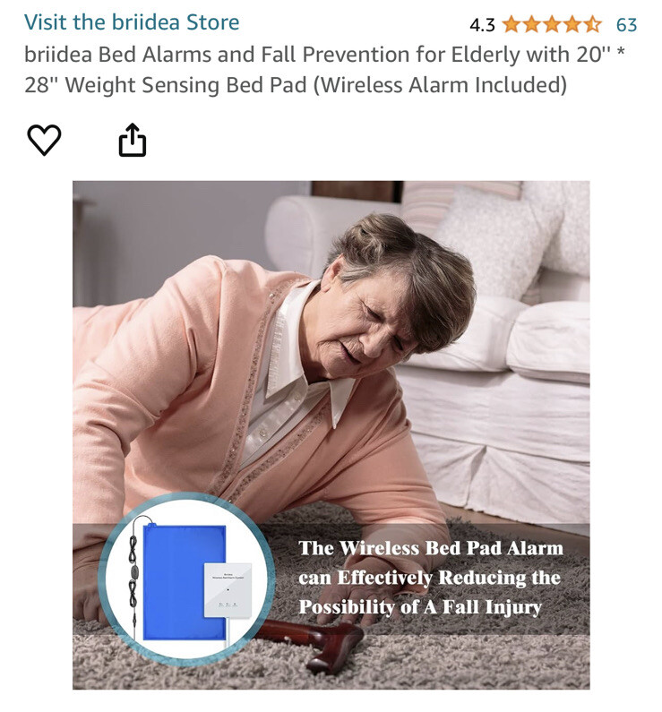 Bed Alarms and Fall Prevention for Elderly with 20” * 28” Weight Sensing