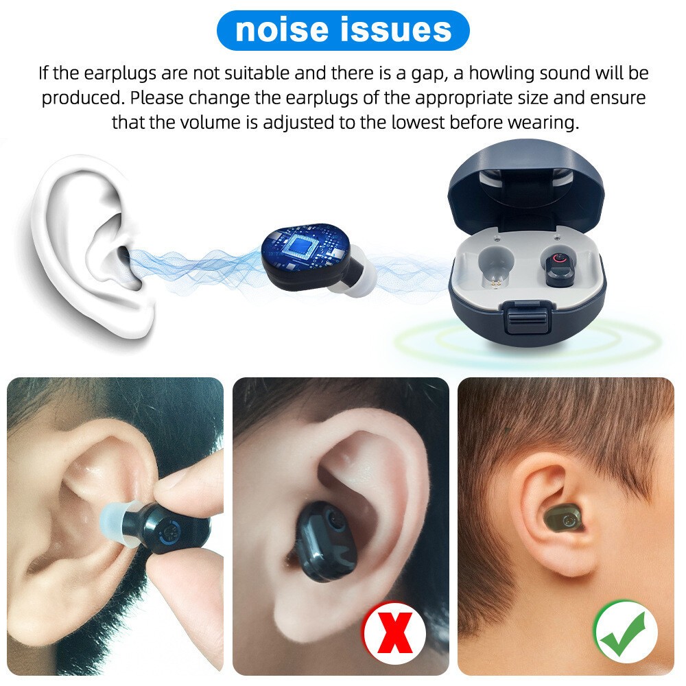 Mini Hearing Aids for Seniors ITE Rechargeable Hearing Noise Cancelling