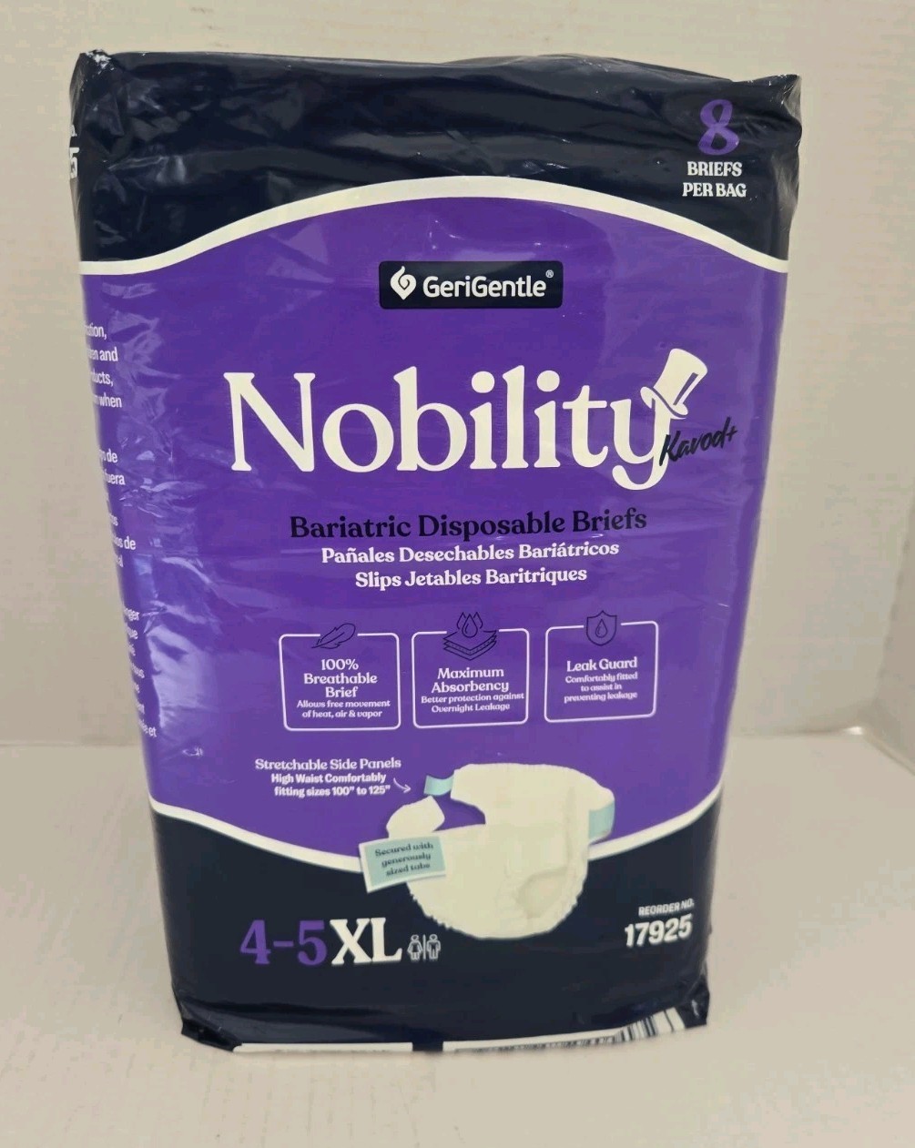 Nobility 4XL-5XL Adult Unisex Briefs Women Men 8 Bariatric Disposable 70-110″