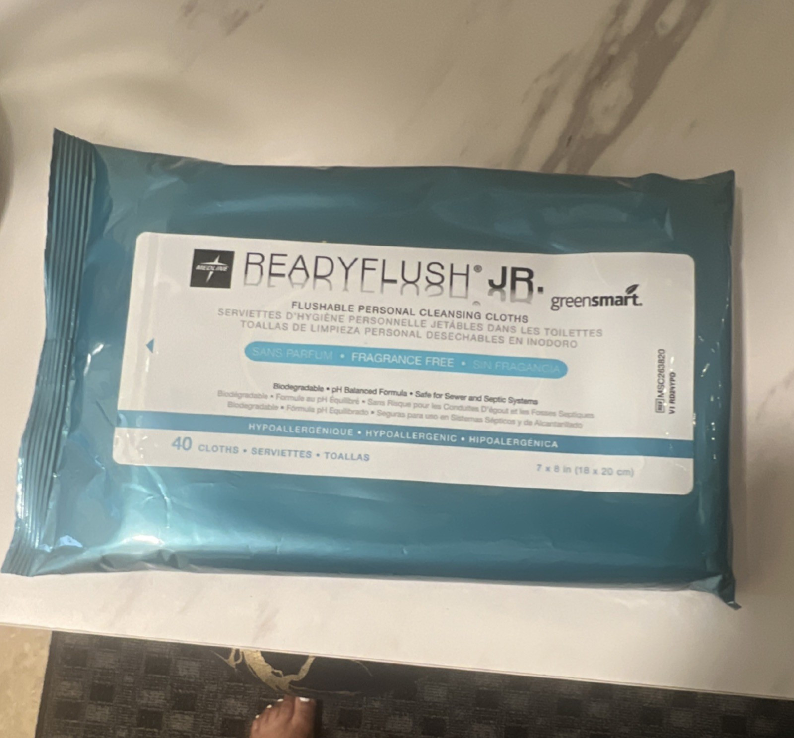 Medline Readyflush Jr. Flushable Wipes Fragrance Free 3 Pack 7x8in