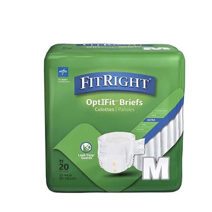 Medline FitRight OptiFit Adult Ultra Briefs Medium Size 32-44″ (20 Count)