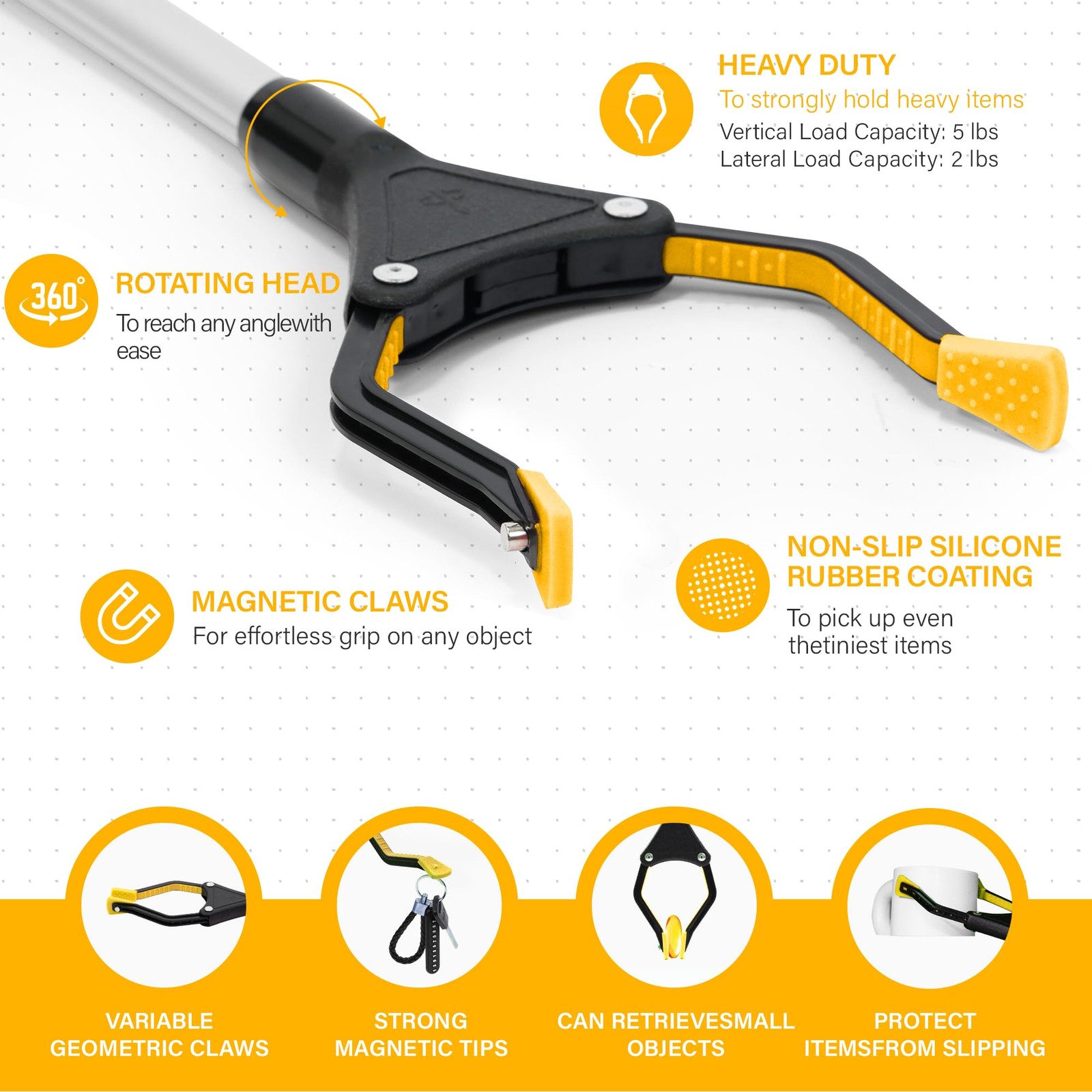 Foldable Trash Pick Up Stick Reaching Tool Extra Long Grabbers, 32″
