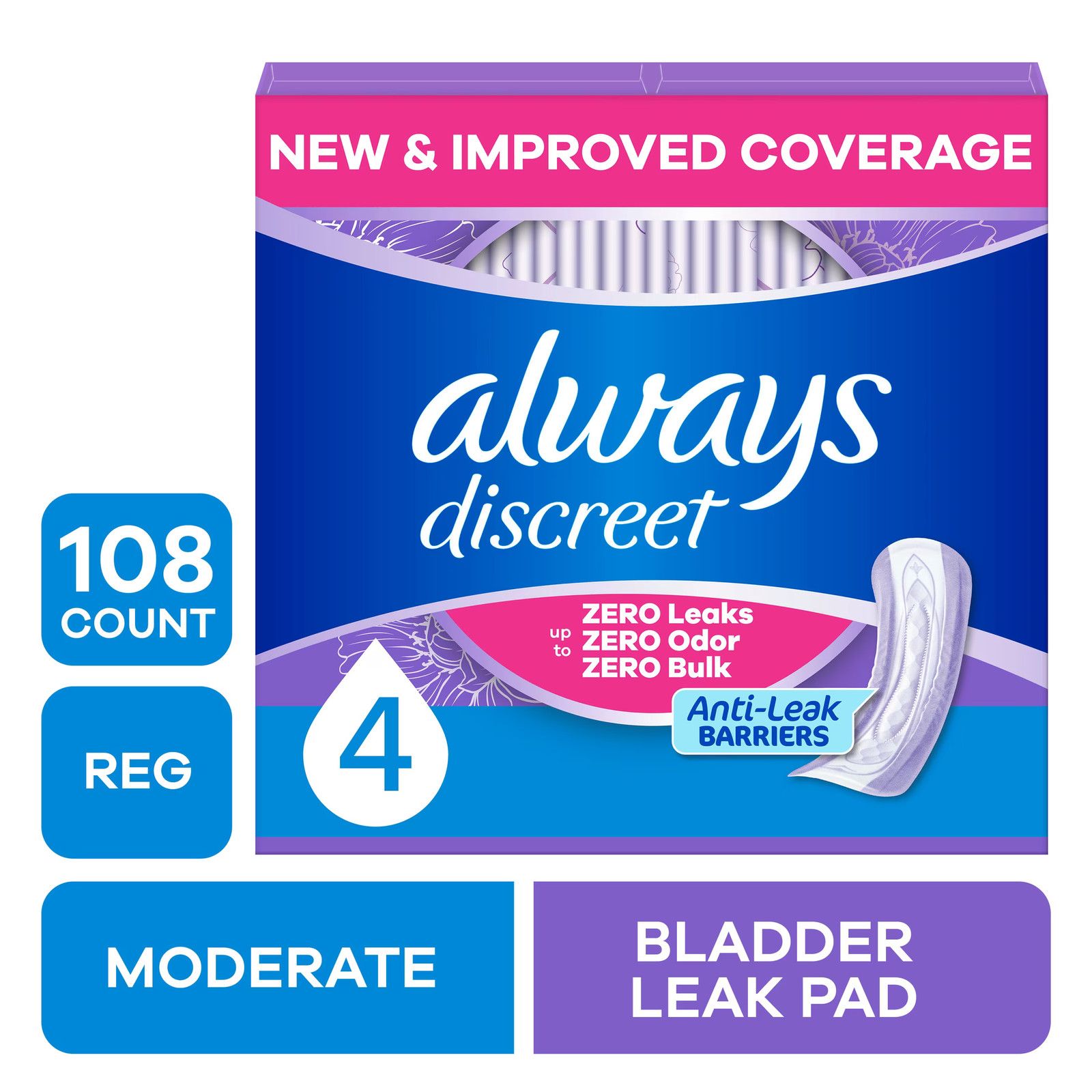 Pads, Moderate Absorbency, 108 Count
