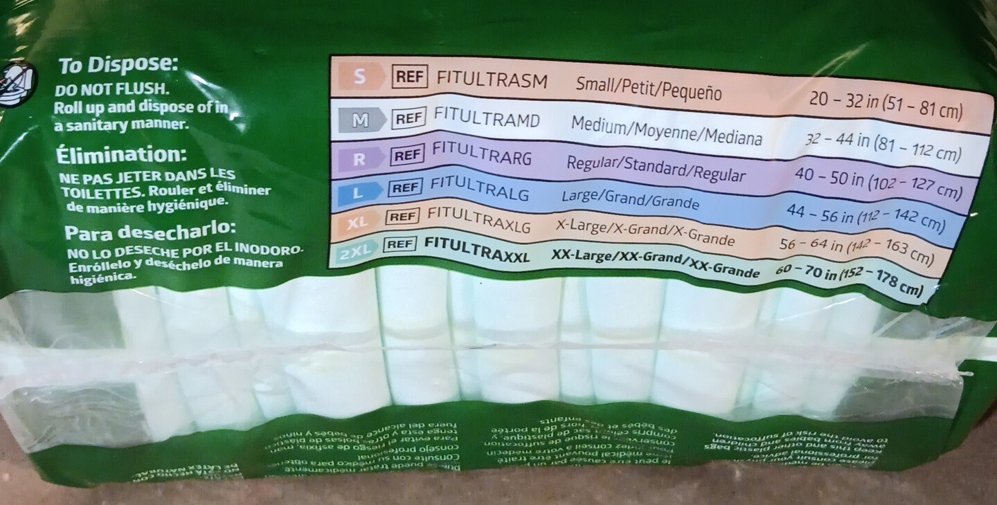1PK of 20 – FitRight Ultra Briefs XXL 60″- 69″ Anti Leak Guard Odor Protection