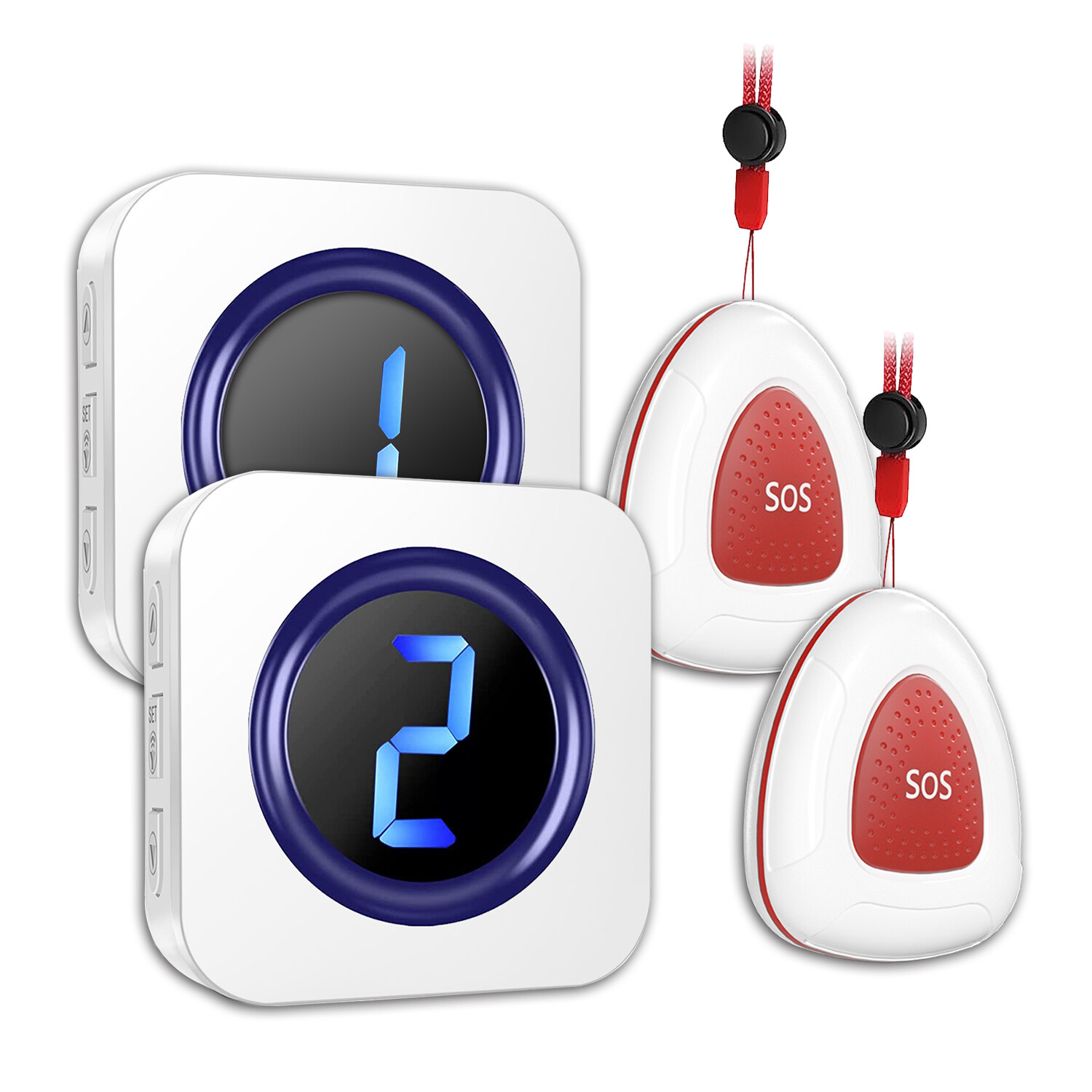 LED Display Wireless caregiver pager 2 chimes and 2 call buttons + FREE SHIPPING
