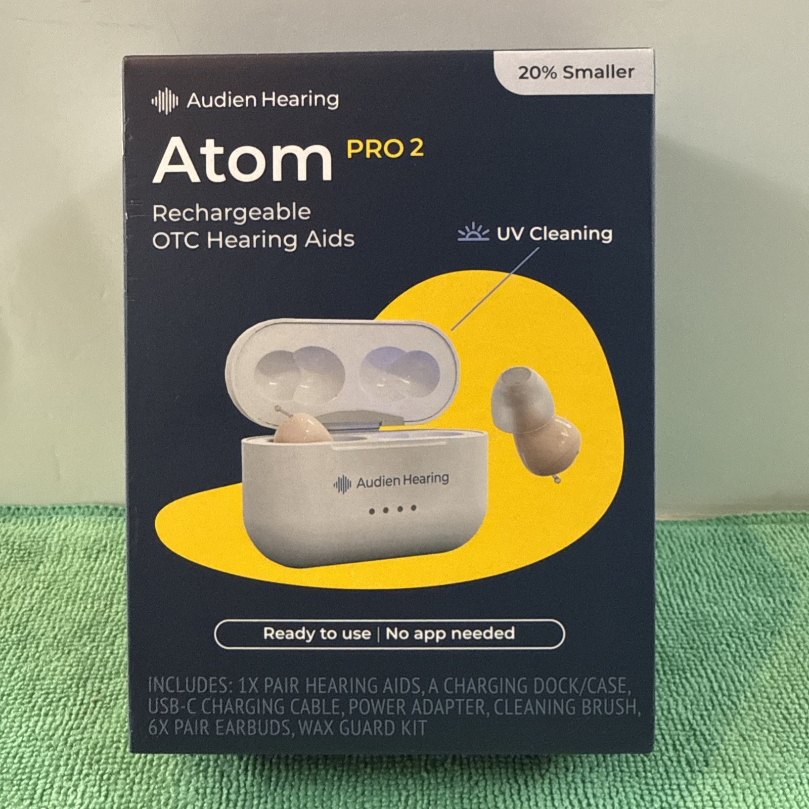 NEW Audien ATOM PRO 2 Wireless Rechargeable OTC Hearing Aids. 4 Modes
