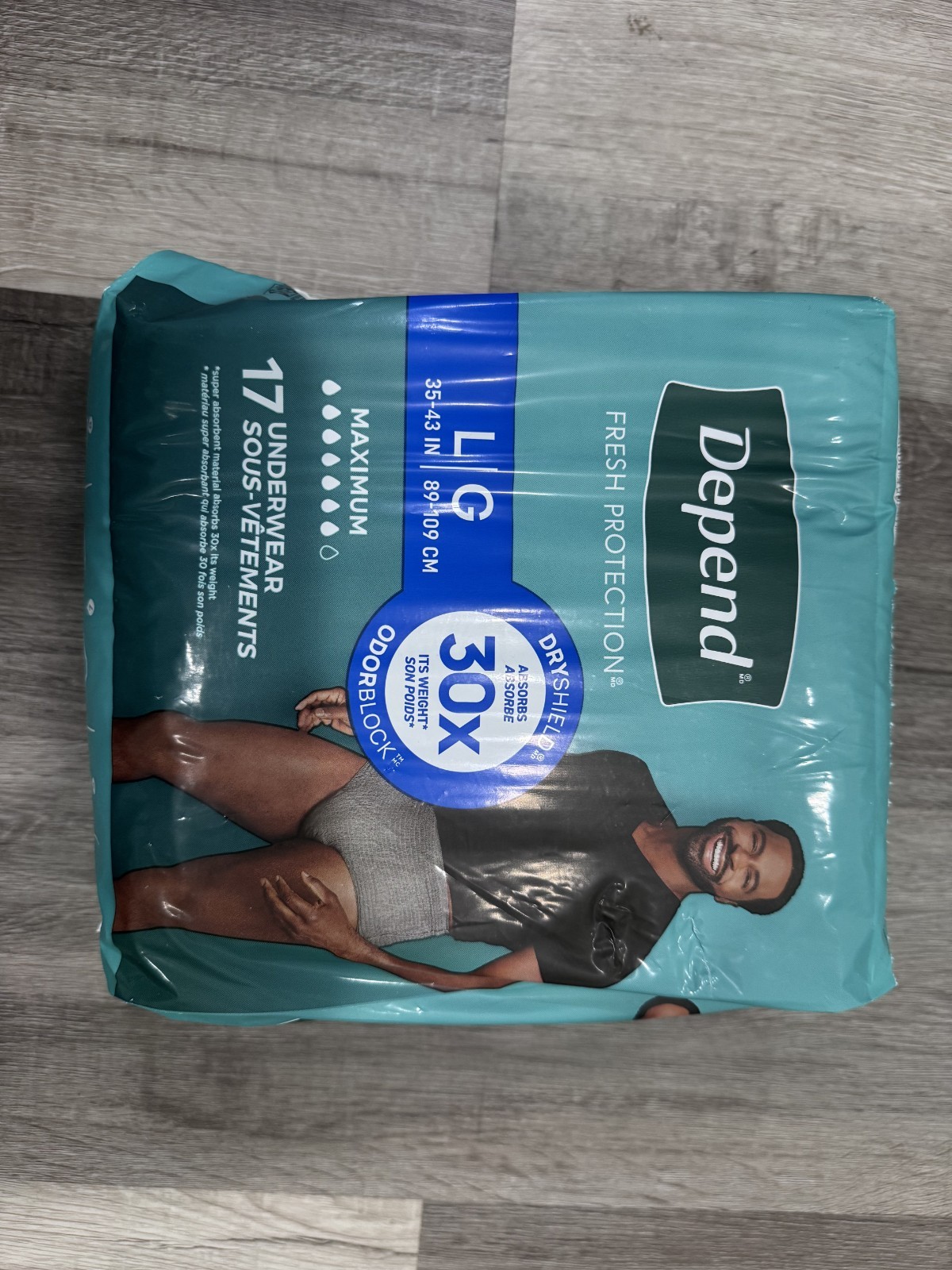 Depend Fresh Protection Incontinence Underwear Large 17 Count Sealed