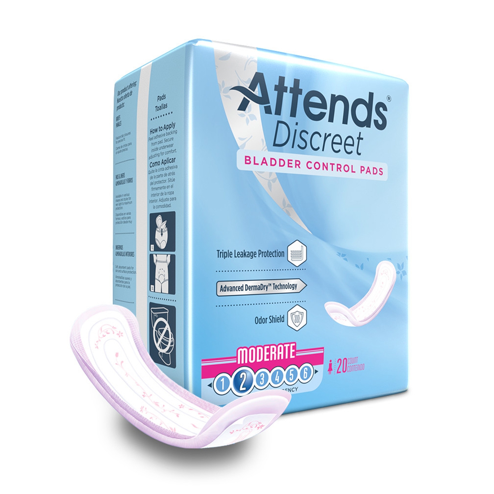Attends Incontinent Pad 10.5″ L Breathable Moderate 200 Ct