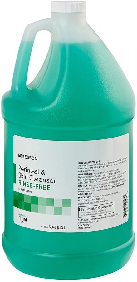 McKesson Rinse-Free Perineal/Skin Cleanser Herbal 1 Gal. Jug 6-7 pH Light Green