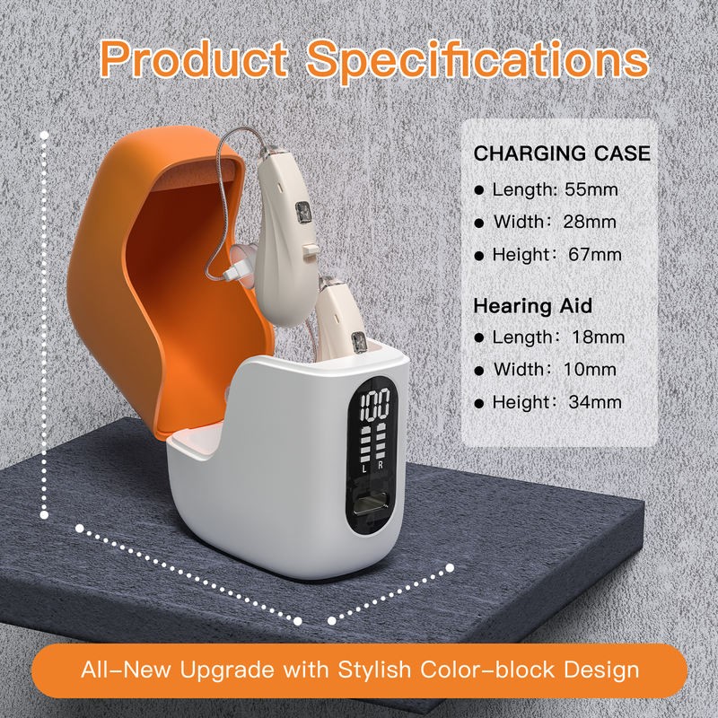 Rechargeable Hearing Aids 16-Channel with Noise Cancellation, BTE Style
