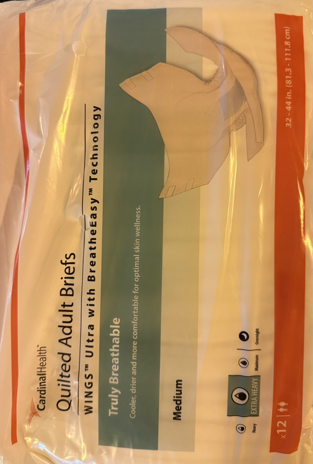 CARDINAL HEALTH Quilted Adult Briefs Wings CASE OF 4 Pks 48