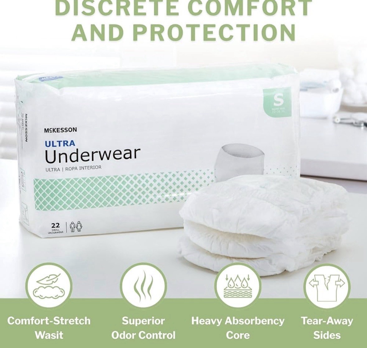McKesson Ultra Underwear Heavy Absorbency Small 22 Count Disposable Pants