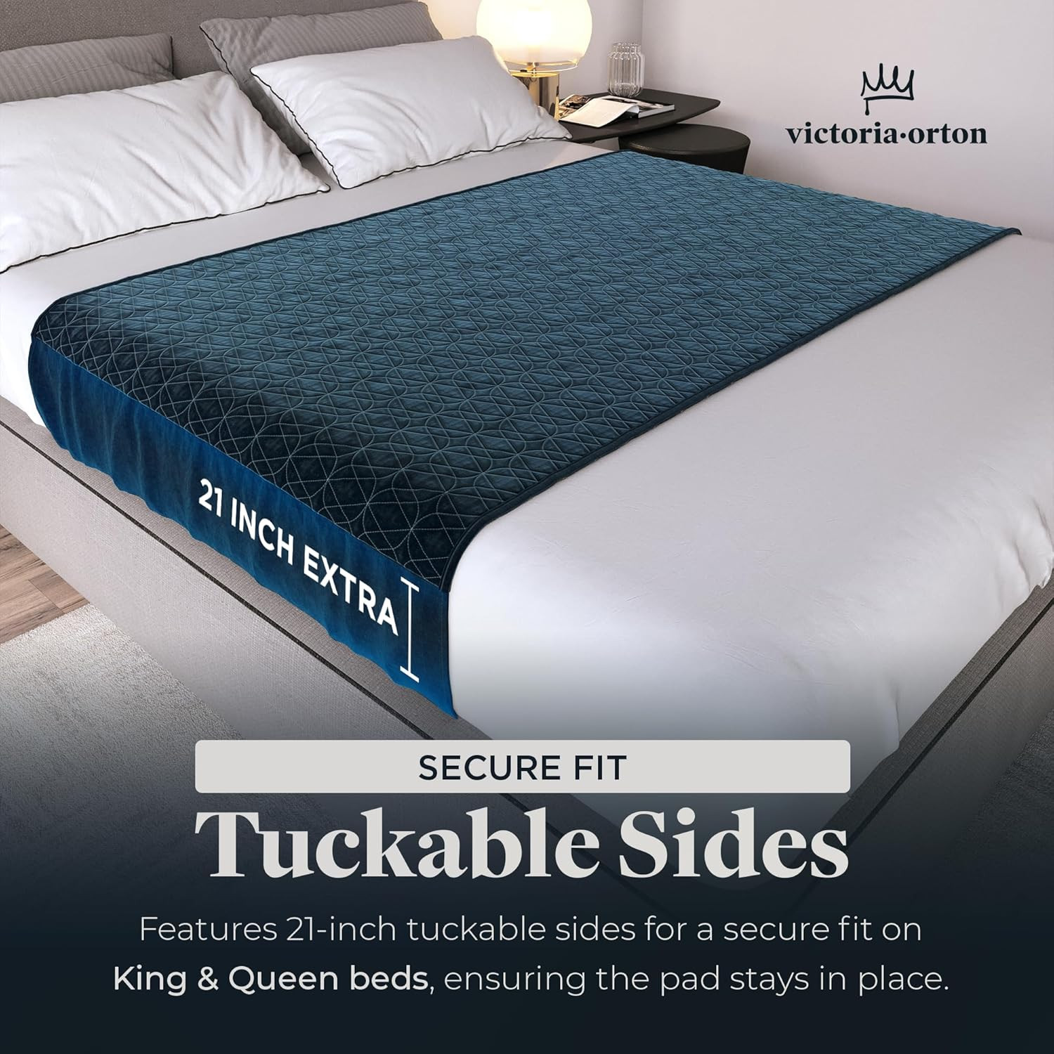 Waterproof Queen Bed Pads 36×60″ (2-Pack) with Tuckable Wings – Eclipse Navy
