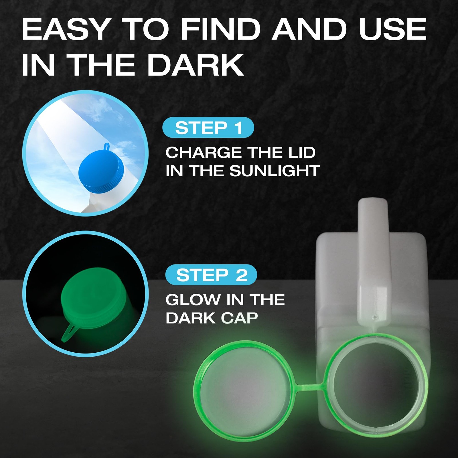Urinals for Men Glow in The Dark Lid by Tilcare (1 Pack) – 32oz/1000mL Thick Pla