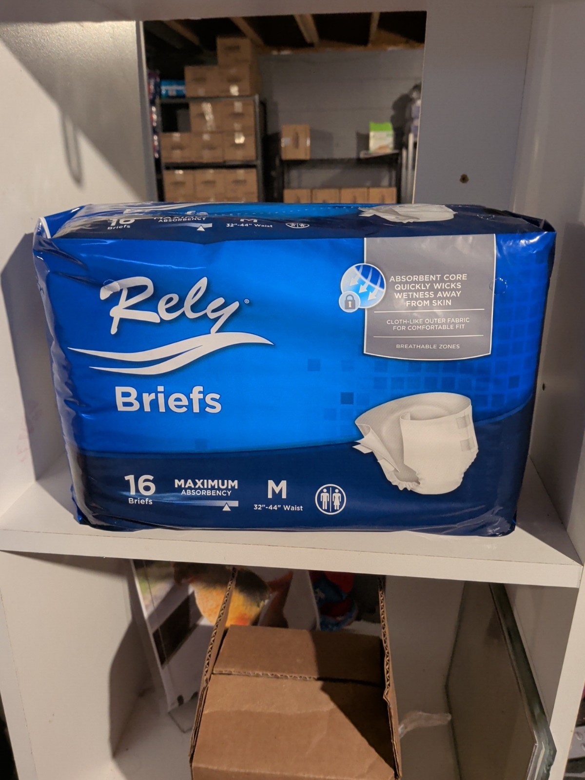 1-PACK Rely Briefs – Adult Disposable Diapers(16Count) Medium 32” to 44” Waist