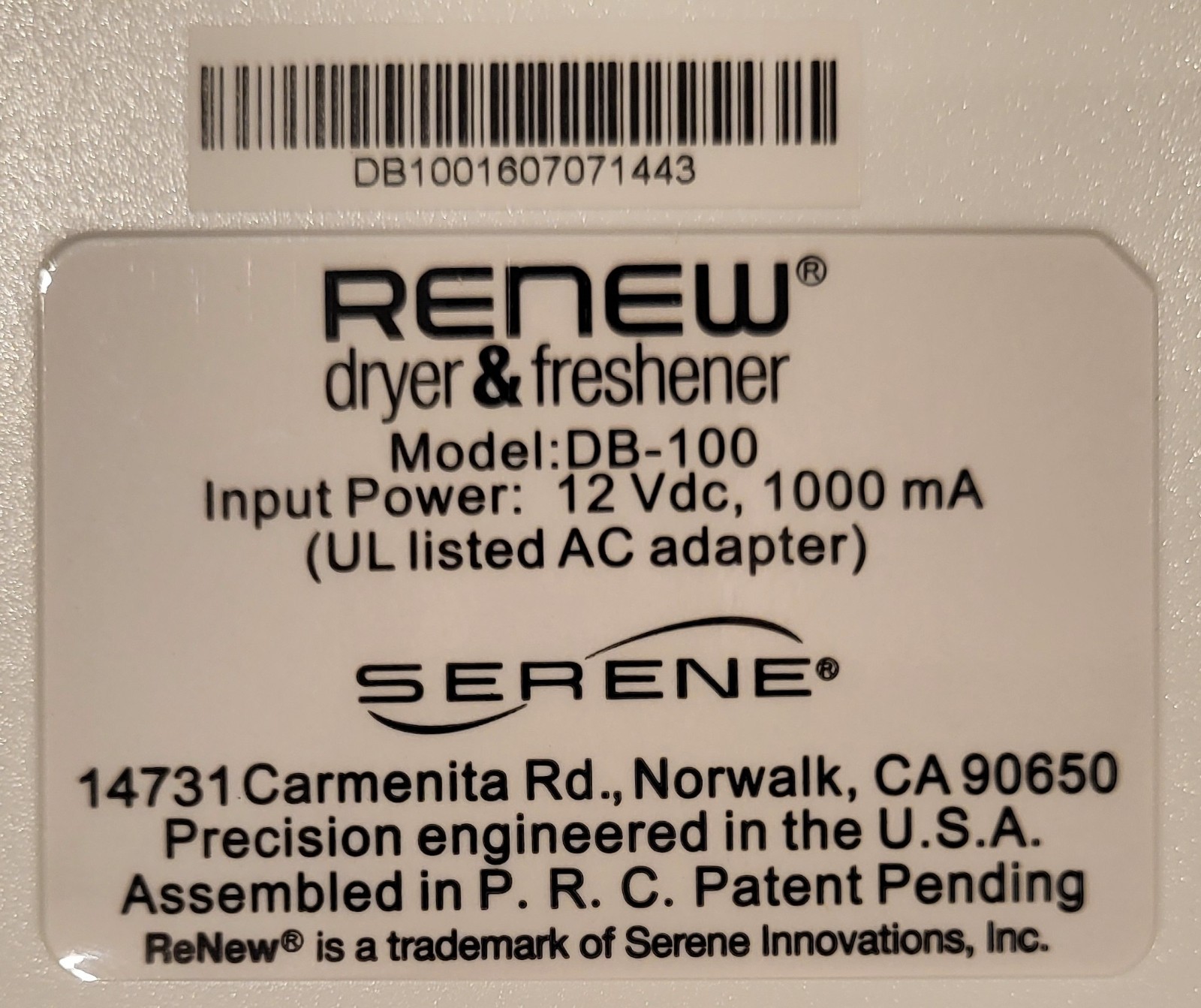 RENEW HEARING AID DRYER AND FRESHENER MODEL DB-100 SERENE INNOVATIONS USA NIB
