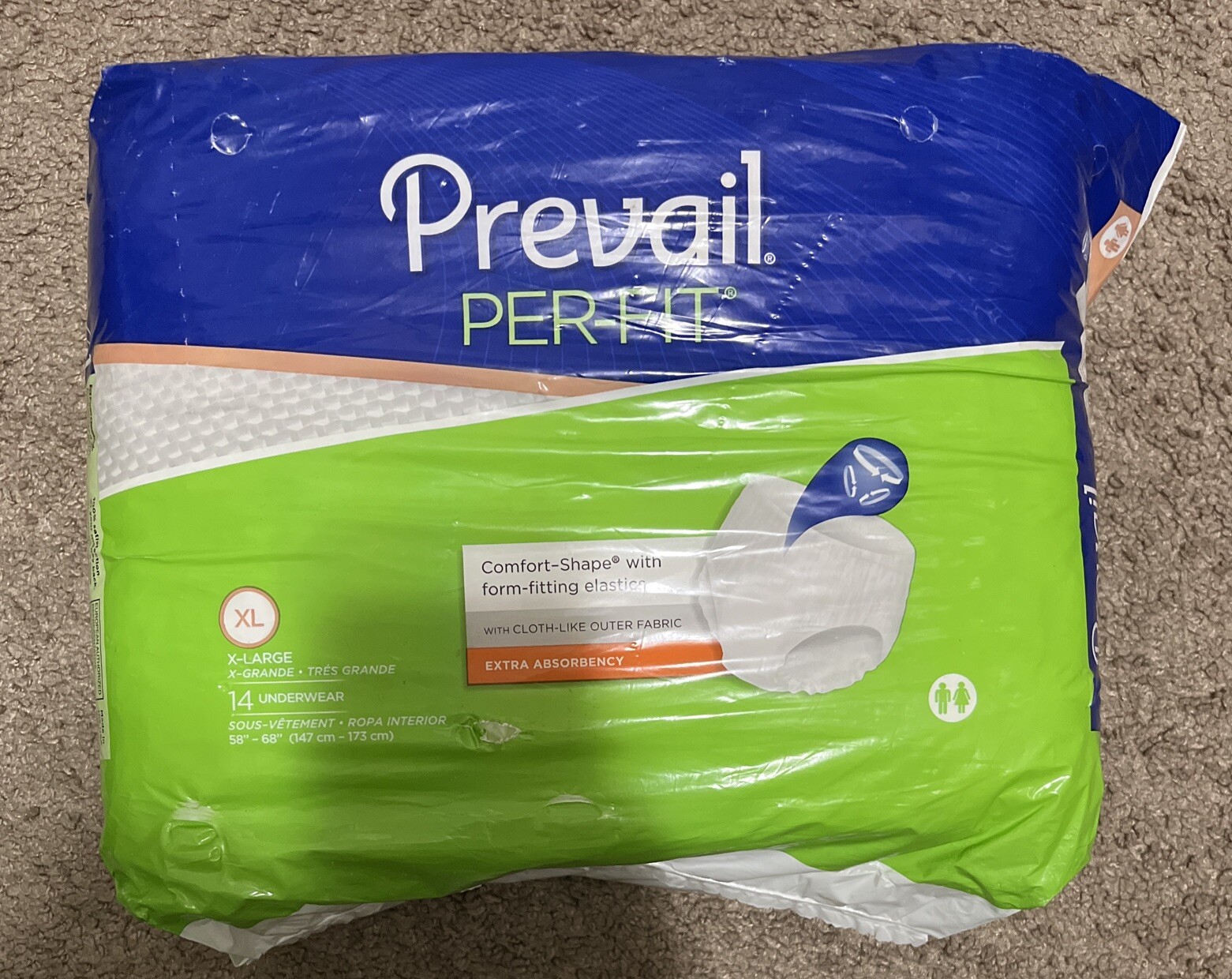 Prevail per-fit Daily Underwear size XL Extra large 58″-68″ 14 count