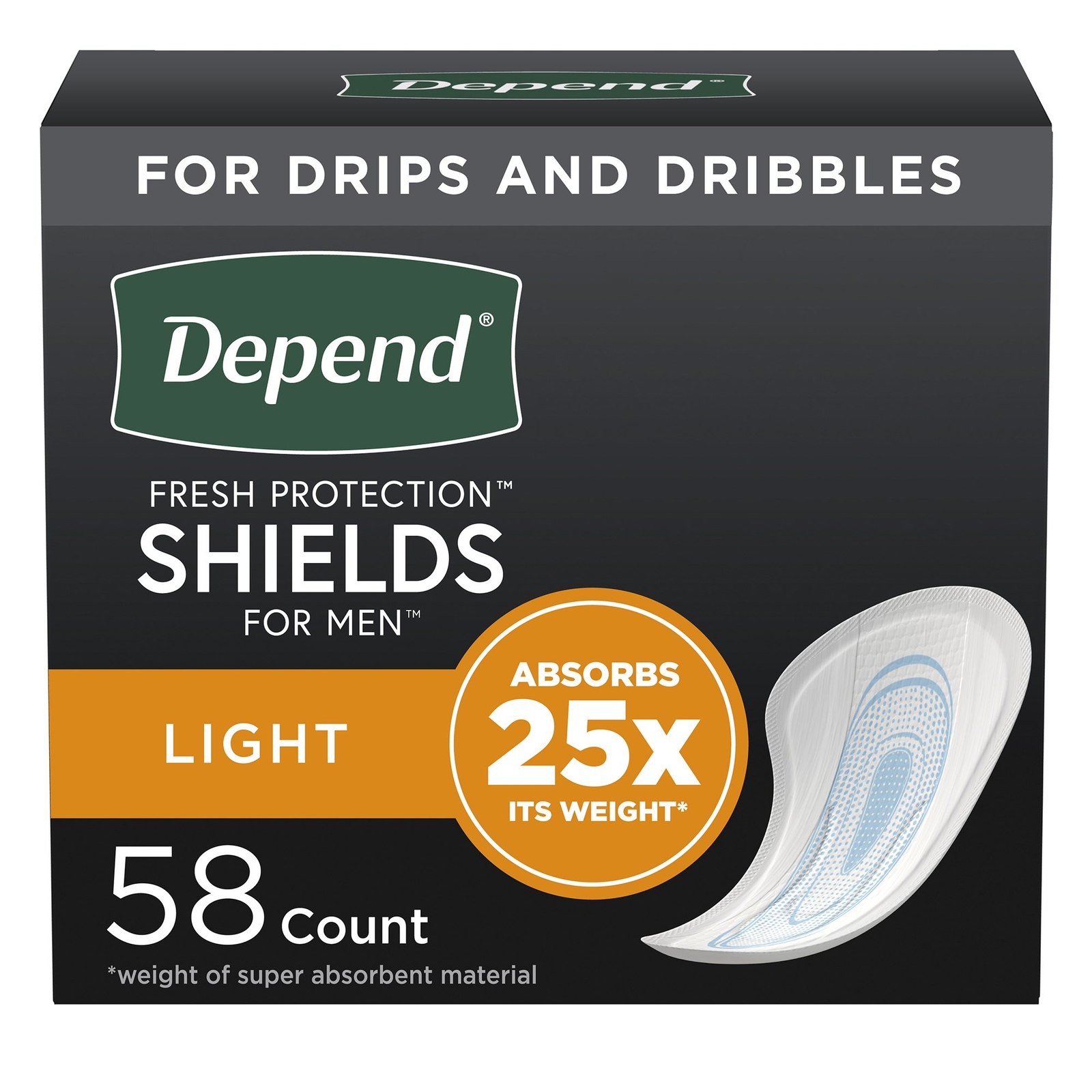 Depend Shields Men Light One Size Fits Most CA of 174