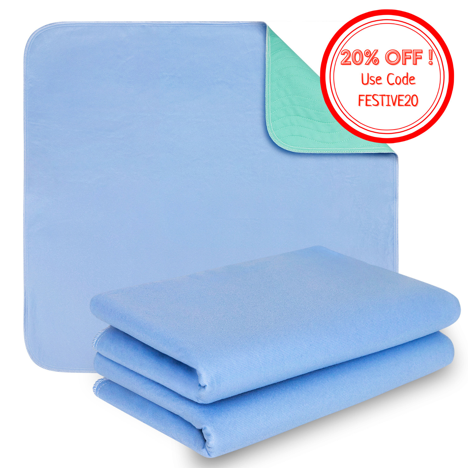 Incontinence Underpads 34×36 Reusable Washable Pee Pads Pets Kids Adult Bed Pads