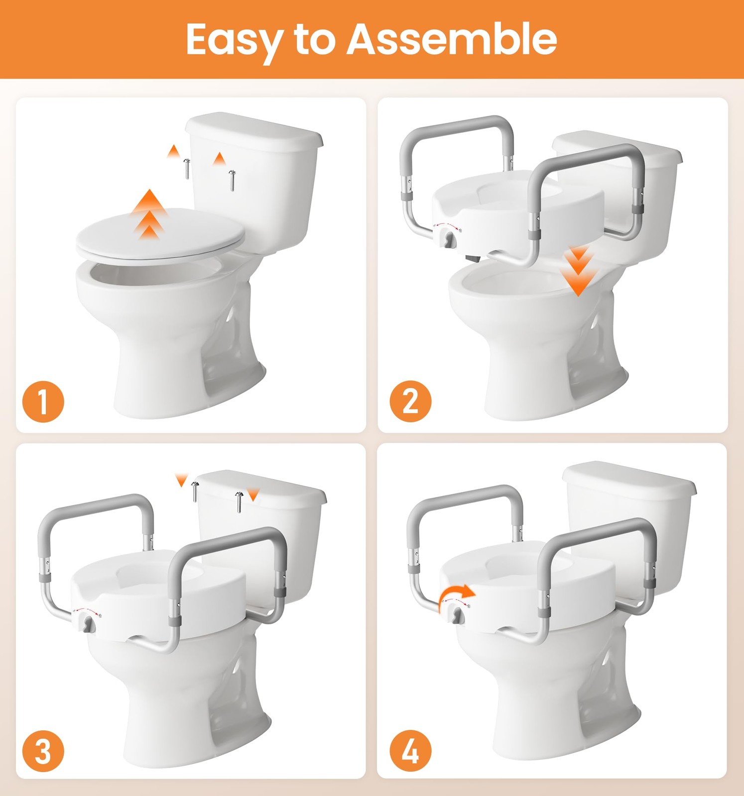 HOMLAND Raised Toilet Seat with Handles Handicap Toilet Seat Risers for Seniors