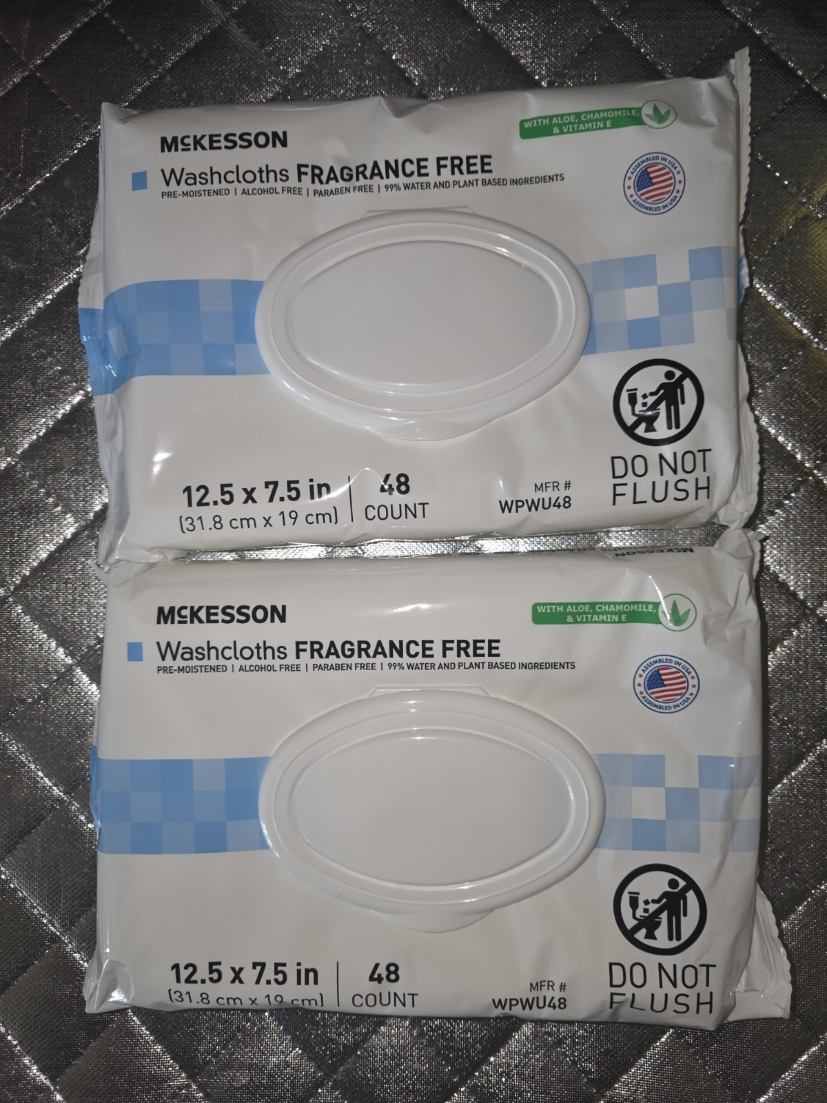 McKesson Washcloths Fragrance Free With Aloe, Chamomile & Vitamin E Lot Of 2