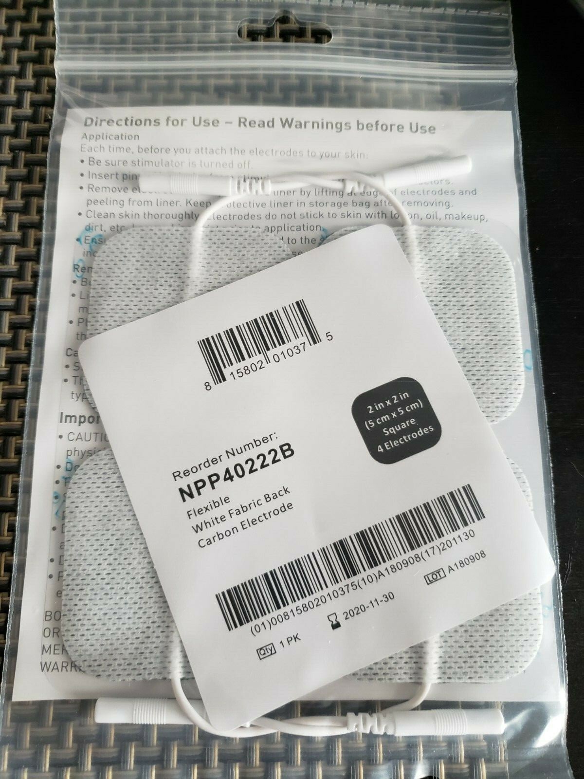 BodyMedSELF-ADHERING ELECTRODES (2″X2″) Reusable White for Tens Unit, pack of 4