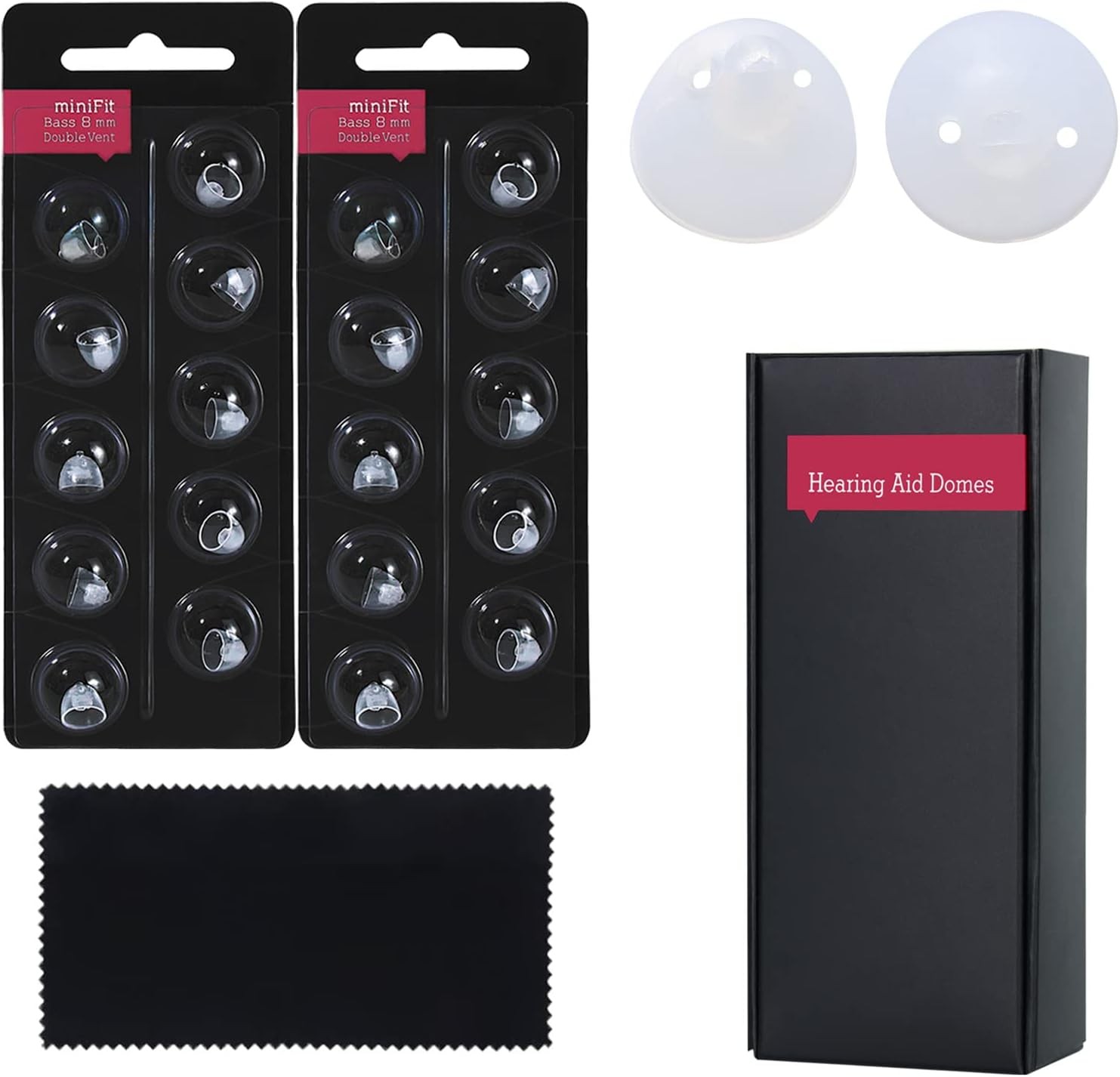 Hearing Aid Domes for Oticon MiniFit Double Vent Bass Domes: 2 Packs 2 PACKS