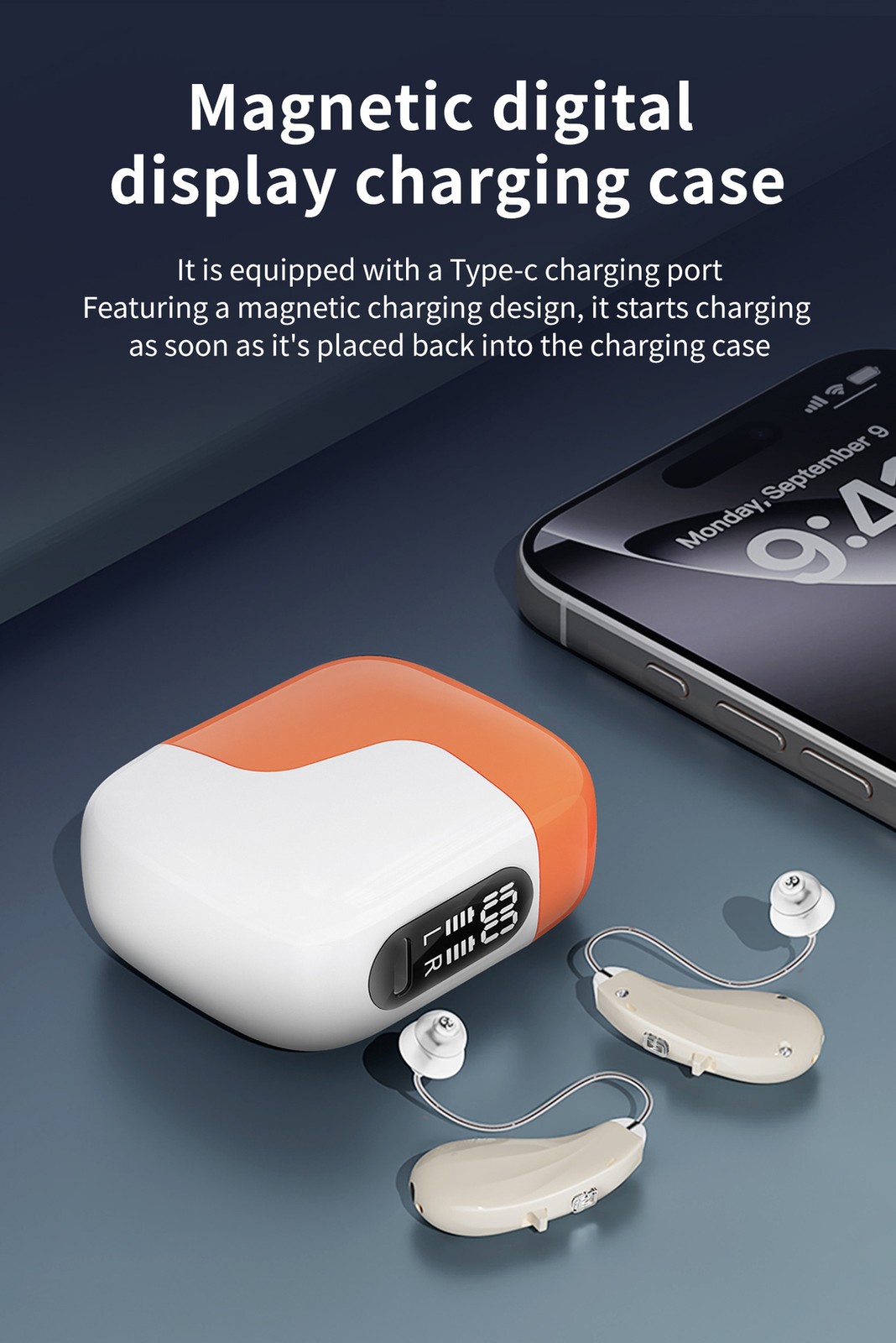 Rechargeable Hearing Aids 16-Channel with Noise Cancellation, BTE Style