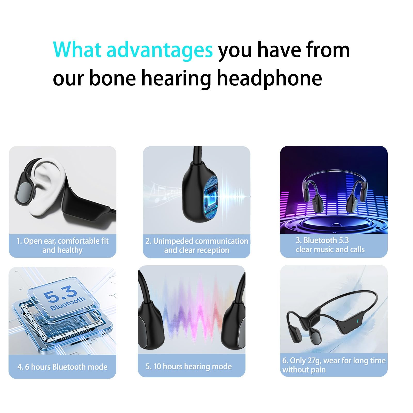 Bone Conduction Hearing Impaired Headsets, Wireless Hearing Assist Headphones…