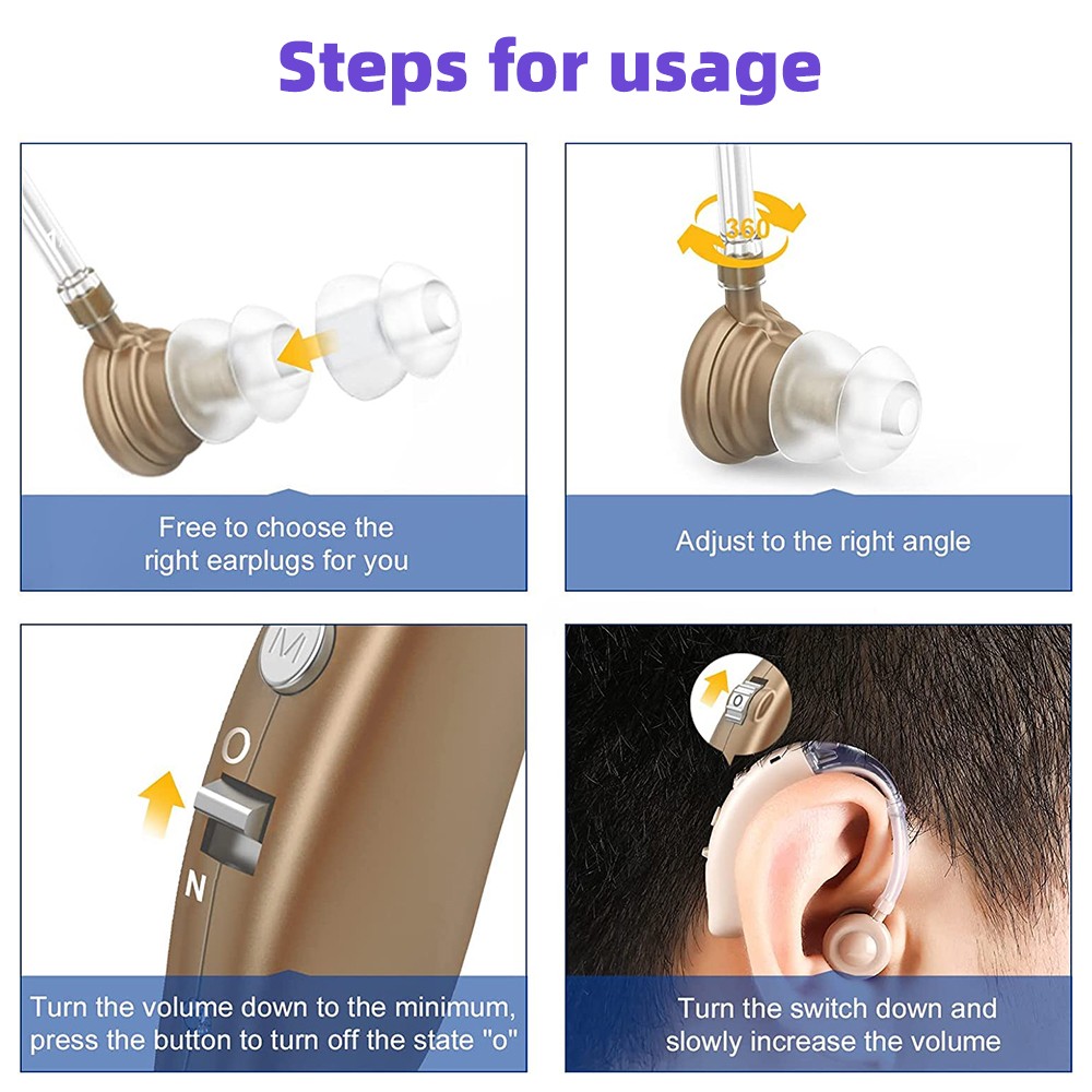 1 Pair Of Digital Hearing Aid Severe Loss Rechargeable Invisible BTE Ear Aids