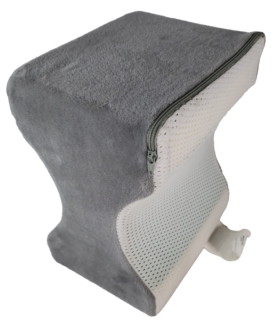 Ergonomic Knee Pillow Breathable Memory Foam Gray/White