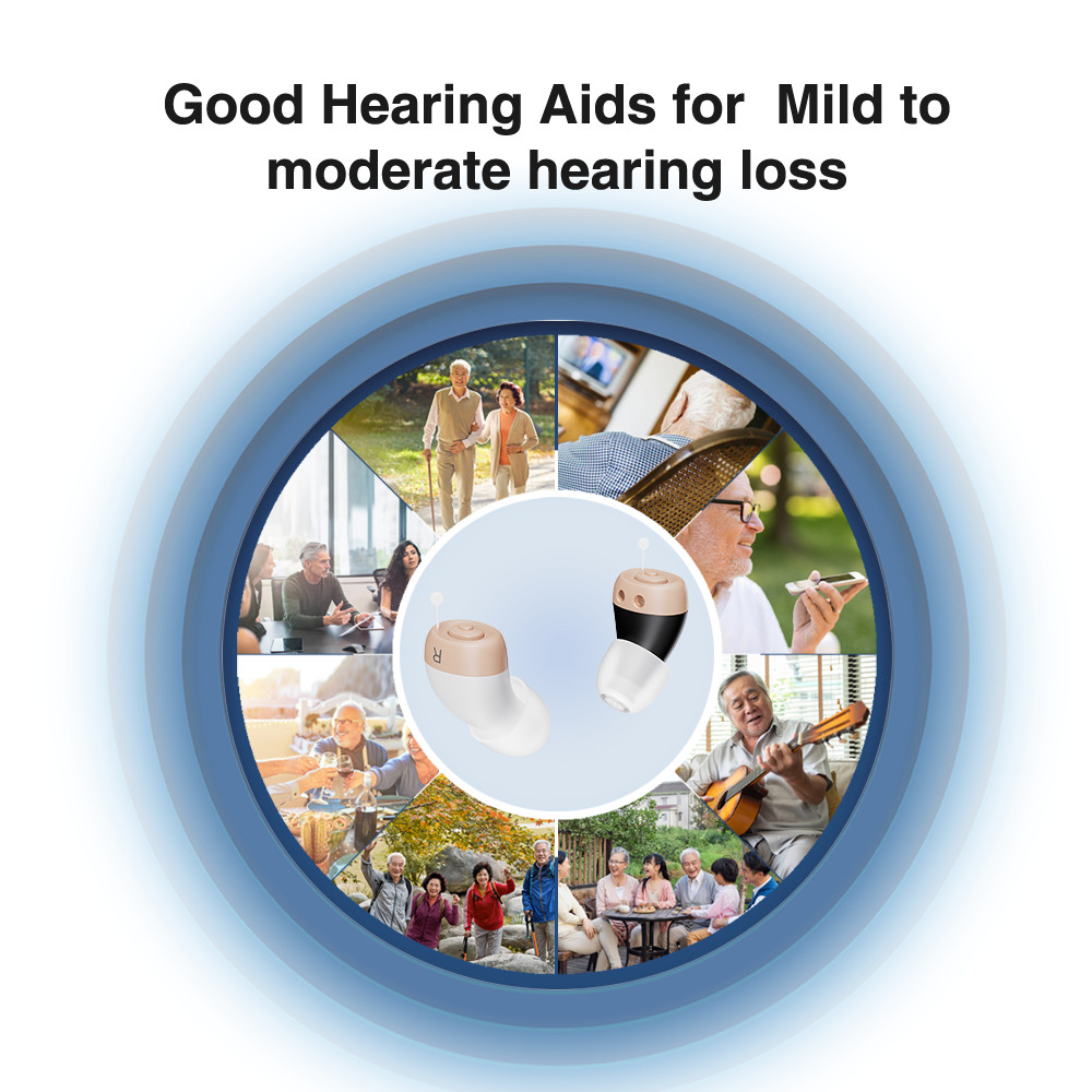 JINGHAO 1 Pair Hearing Aids Rechargable In Ear Sound Hearing Amplifier US