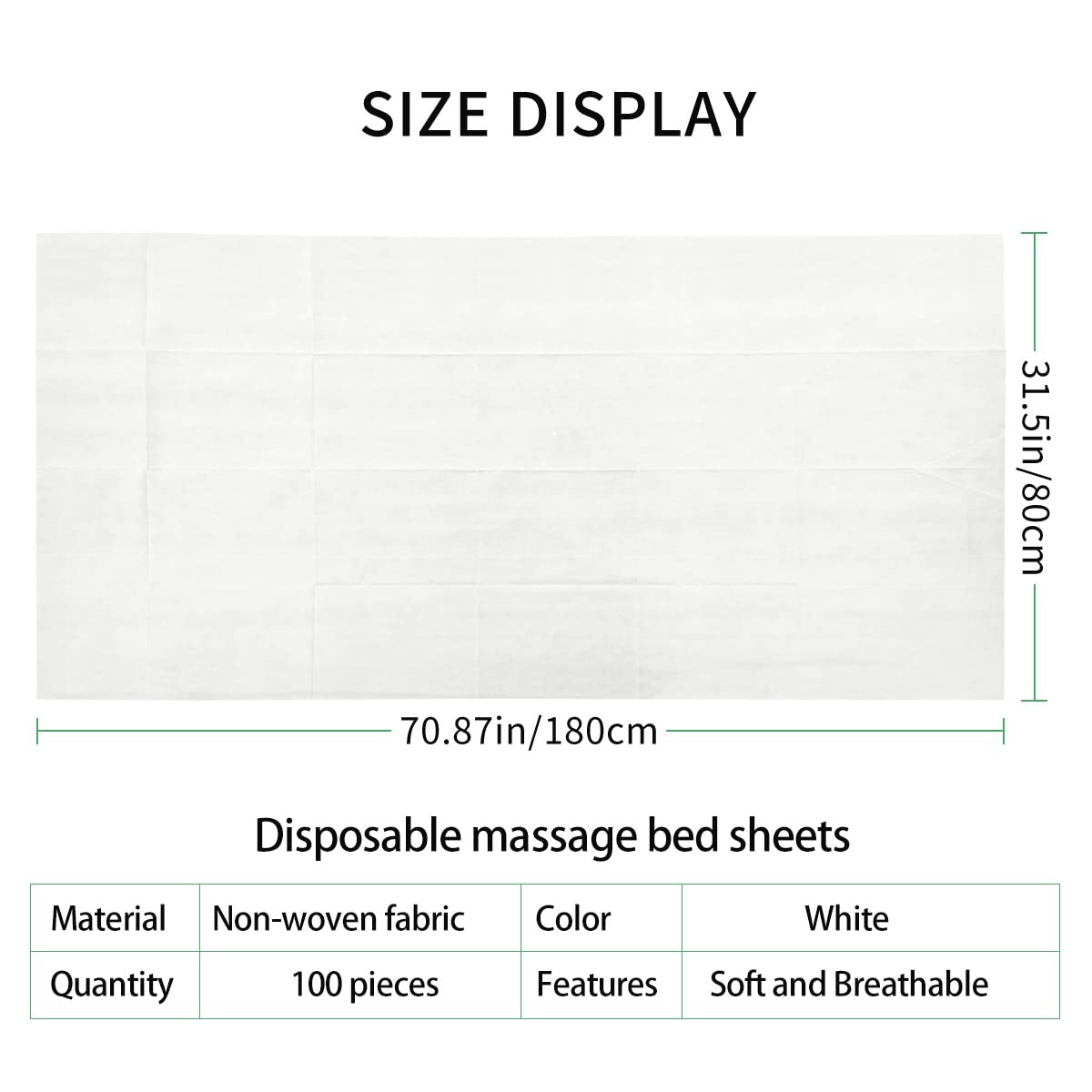 100PCS Disposable Bed Sheets, Massage Table White