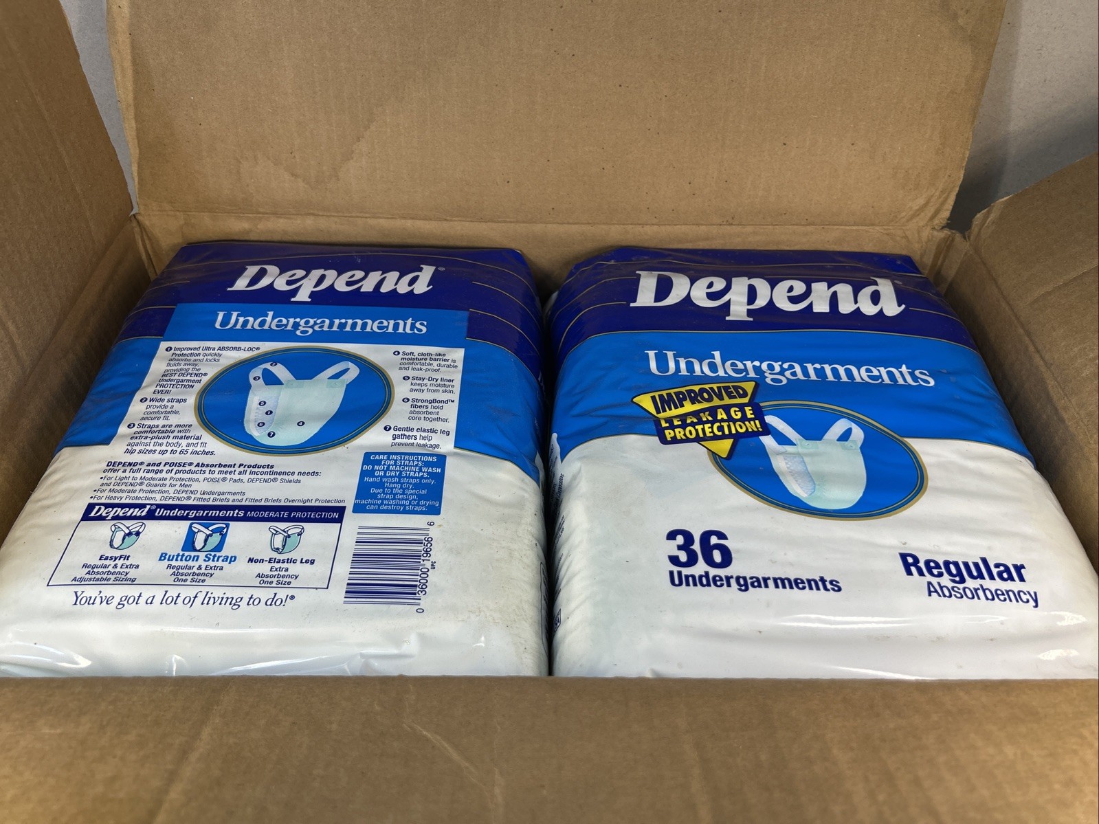 Vintage Depend Wide Sraps 36 Count Bag– Lot Of 2 Unopened Packs 2008 FREE SHIP!g