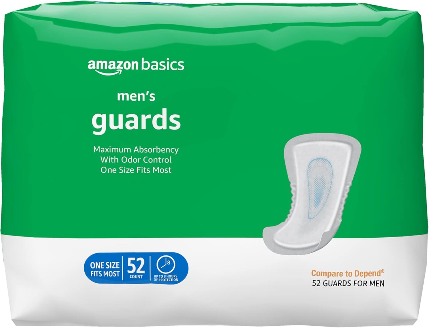 Amazon Basics Men’S Incontinence Guards, Maximum Absorbency, 52 Count, (1 Pack o