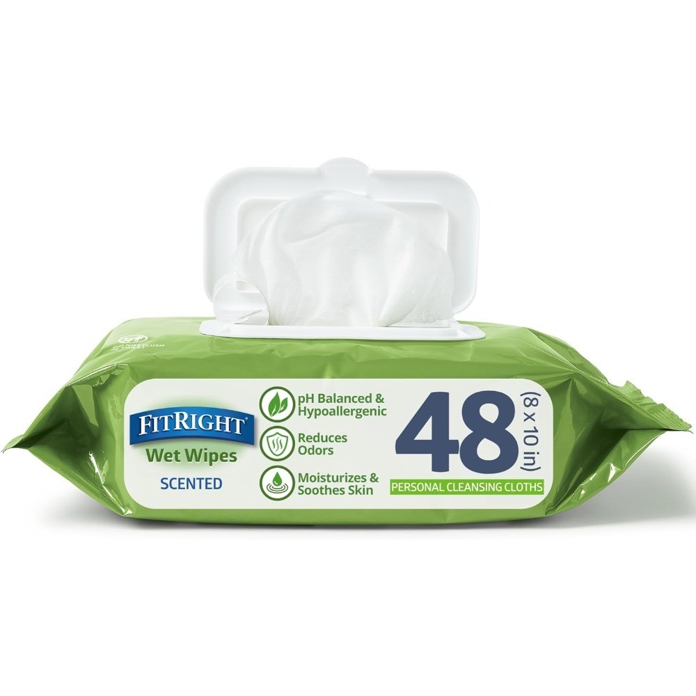 Personal Cleansing Cloth Wipes Scented 48 Count 8×10 Inch Large Adult