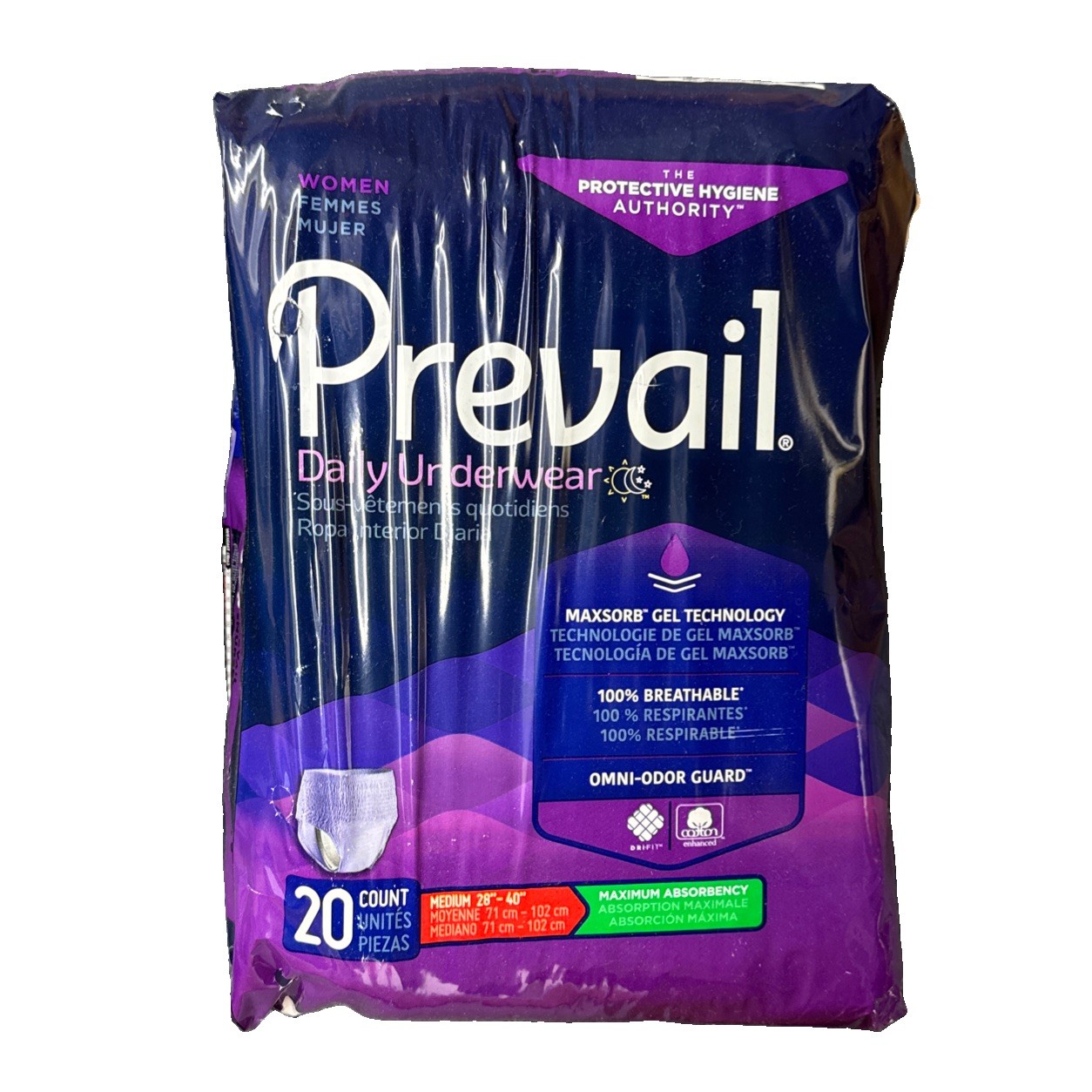 Prevail For Women Daily Disposable Underwear Female Medium Maximum 20 Ct Soft