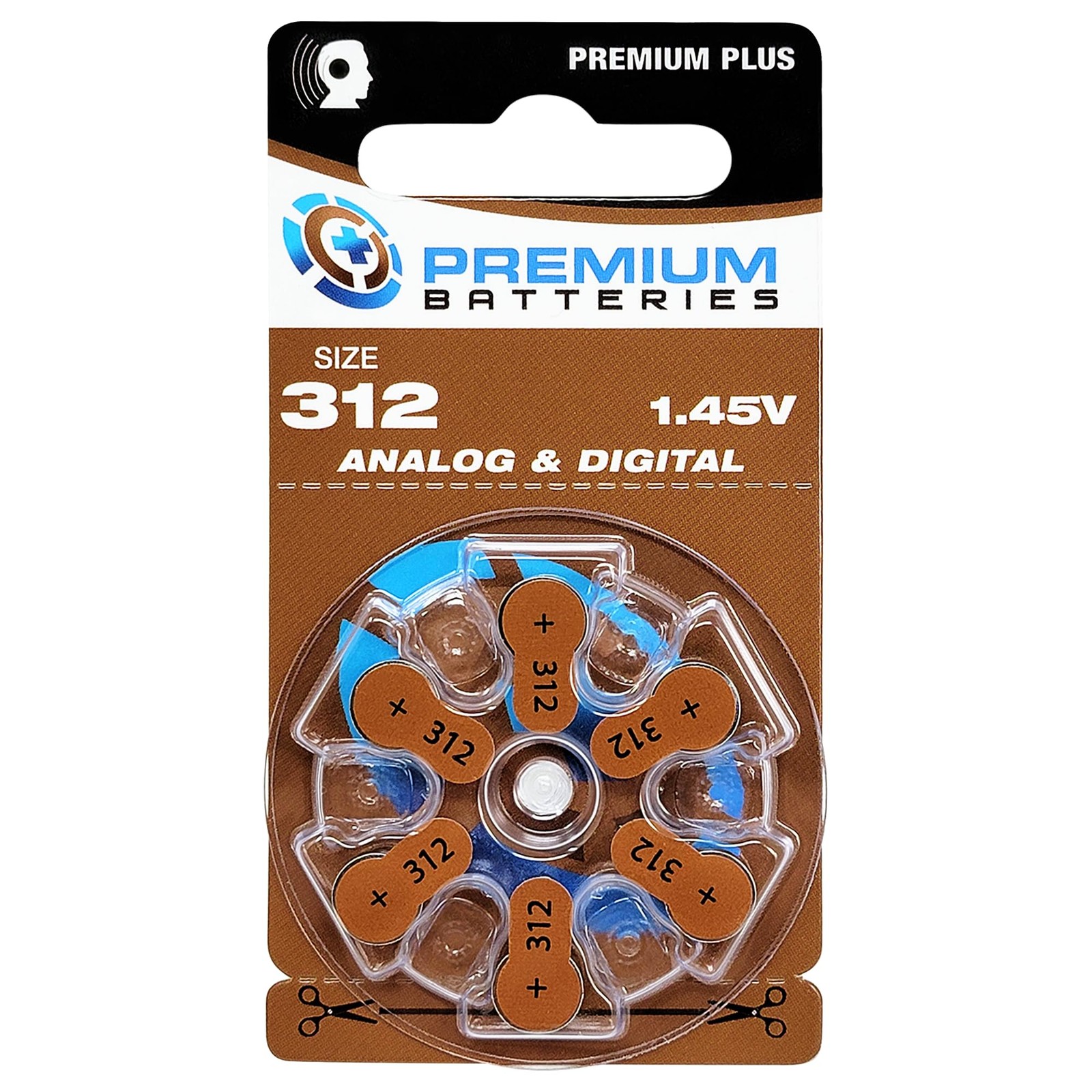 Premium Batteries Size 312 Pr41 P312 Za312 1.45V Zinc Air Hearing Aid Batteries