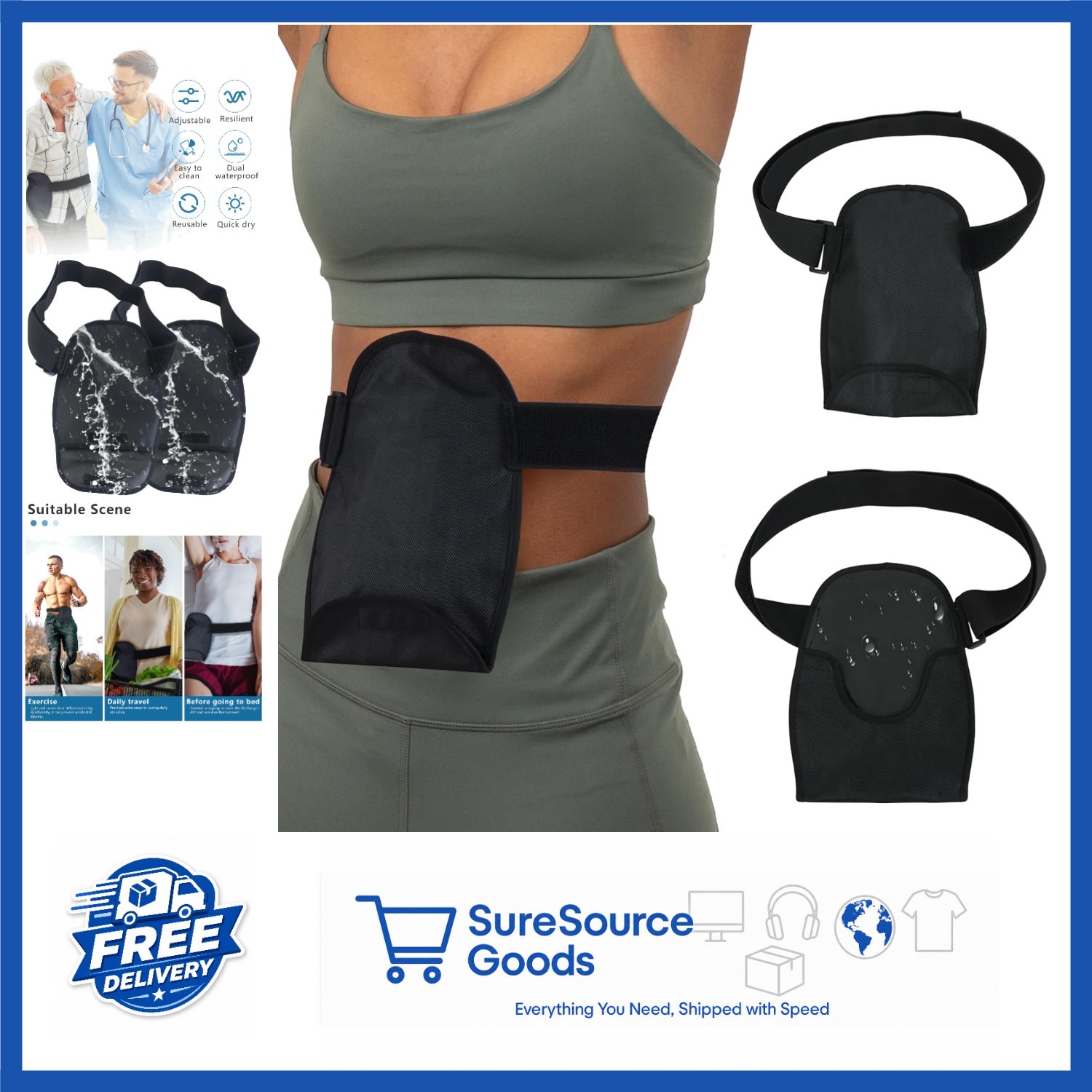 Universal Ostomy Bag Covers for Ileostomy Waterproof Adjustable Support Garment