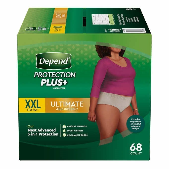 XX Large Depends Women’s Protection Plus Ultimate Underwear 68-count LIMIT 2